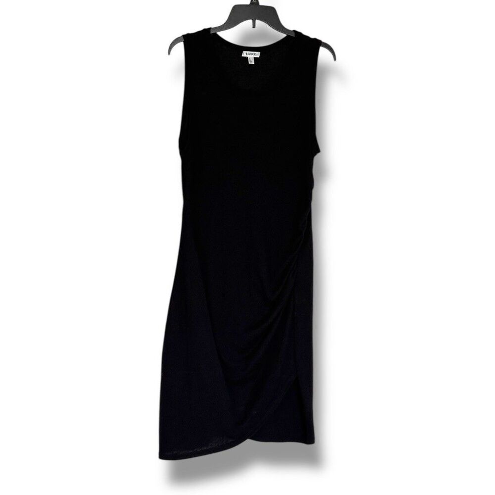 Tildon Sleeveless Side Twist Black Midi Dress XL Minimalist